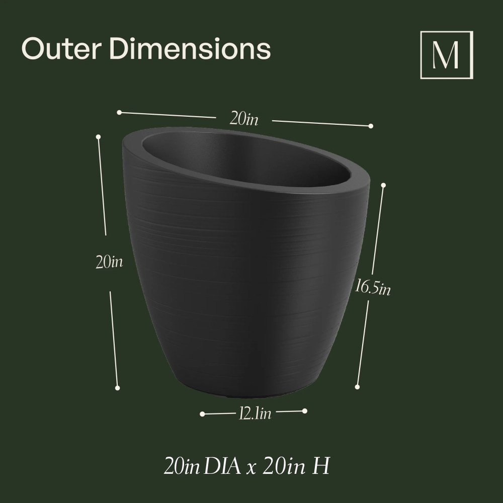 Mayne Modesto 20" x 20" x 20" Round Espresso Plastic Planter - Image 3