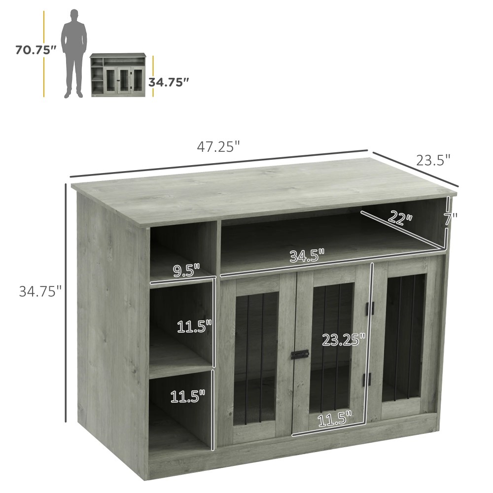 PawHut Furniture Style Dog Crate End Table W/ Adjustable Shelf Storage Space - Image 9