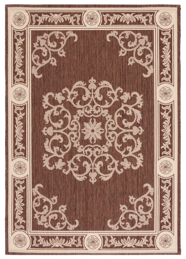 Safavieh Courtyard Cynthia Oriental Indoor/Outdoor Area Rug, Chocolate/Natural, 6'7" x 9'6"