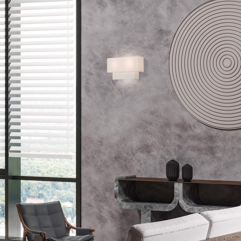 Livex Lighting 2-Light Metal & Fabric ADA Wall Sconce in English Bronze/Oatmeal - Image 10