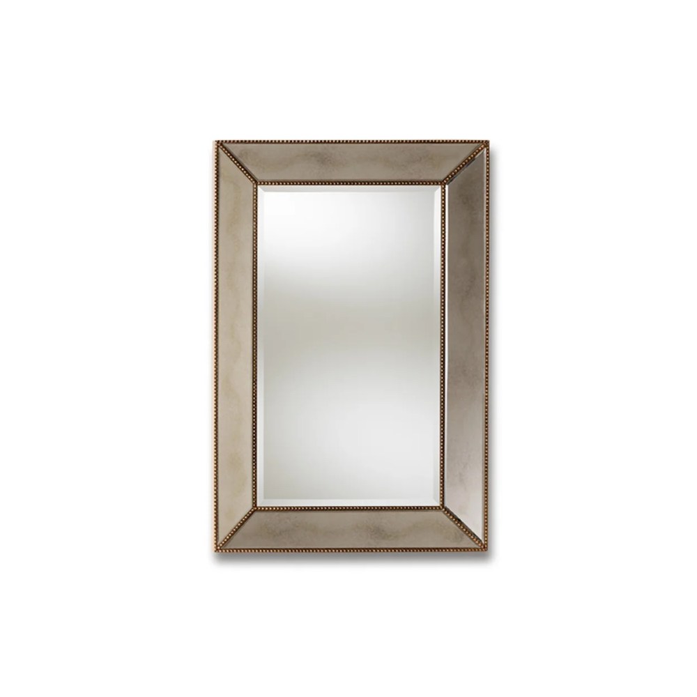 Baxton Studio Neva Modern and Contemporary Antique Gold Finished Rectangular Accent Wall Mirror,Wholesale Interiors - Image 2