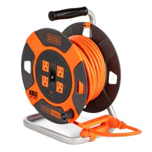 Black  Decker 75ft. Cord Reel 14AWG 4 Outlets