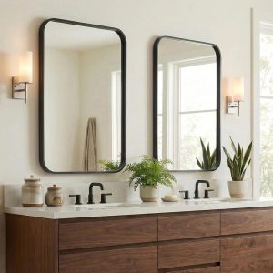 2-Pack Black Bathroom Mirror for Over Sink,24"x36" Rectangular Wall Mirrors with Rustproof Metal Frame,Rounded Corners,Modern Vanity Mirror,Hangs Horizontal or Vertical