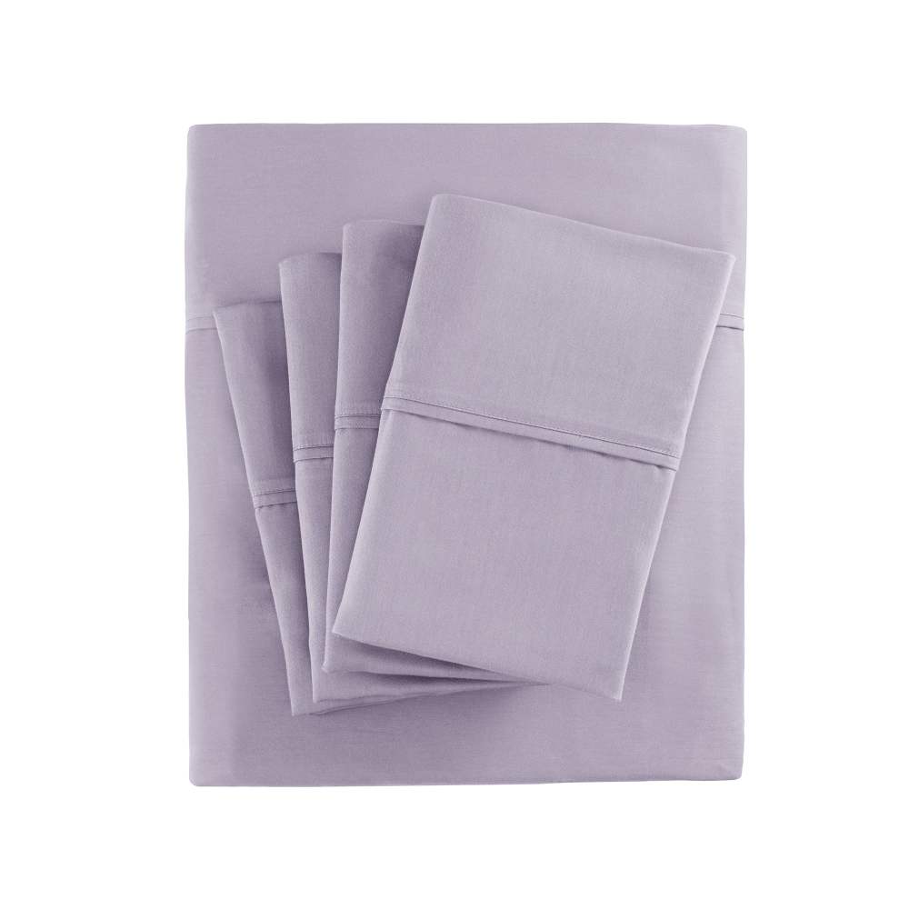 Madison Park 7-Piece 800 Thread Count Cotton Blend Sateen Sheet Set, Split King - Purple - Image 4