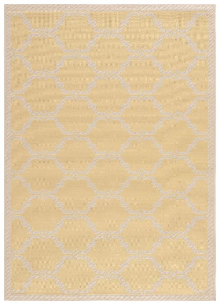 SAFAVIEH Courtyard Estelle Geometric Indoor/Outdoor Area Rug, Yellow/Beige, 5'3" x 7'7"