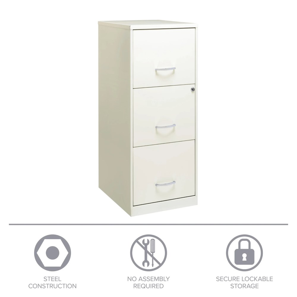 Space Solutions 18" Deep 3 Drawer Smart Letter Width Vertical File Cabinet, White - Image 13