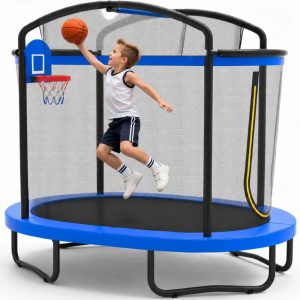 4x6FT Toddler Trampoline for Kids Aged 3 , SHINPT Kids Trampoline with 770lbs Weight Capacity, Mini Trampoline Indoor/Outdoor, Small Trampoline with Adjustable Gymnastics Bar