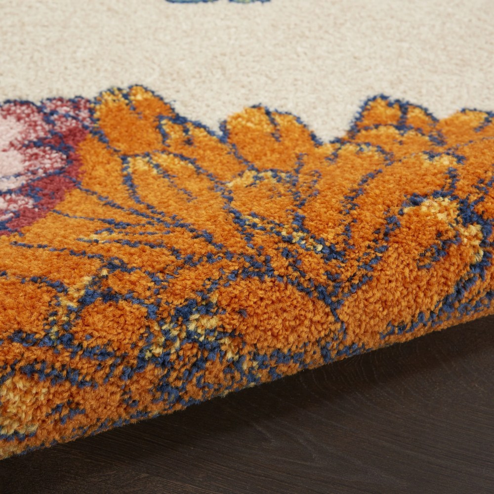 Nourison Allur Modern Floral Ivory Multicolor 5'3" x 7'3" Area Rug, (5" x 7") - Image 7