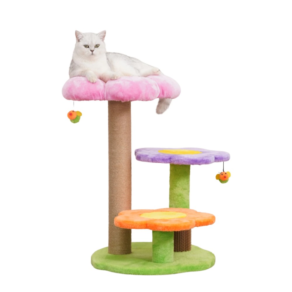 Vibrant Life 4-Level 26" Floral Style Cat Tree with Perches, Scratching Post, Multi Color - Image 3
