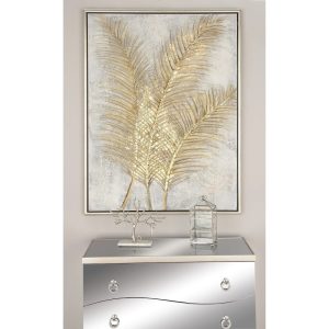 36" x 48" Leaf Framed Wall Art with Silver Frame, by CosmoLiving by Cosmopolitan