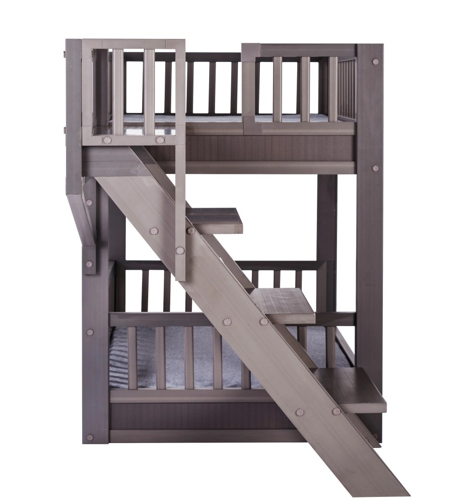 New Age Pet ECOFLEX Aspen Dog Bunk Bed in Grey, Two Memory Foam Cushions - Image 9
