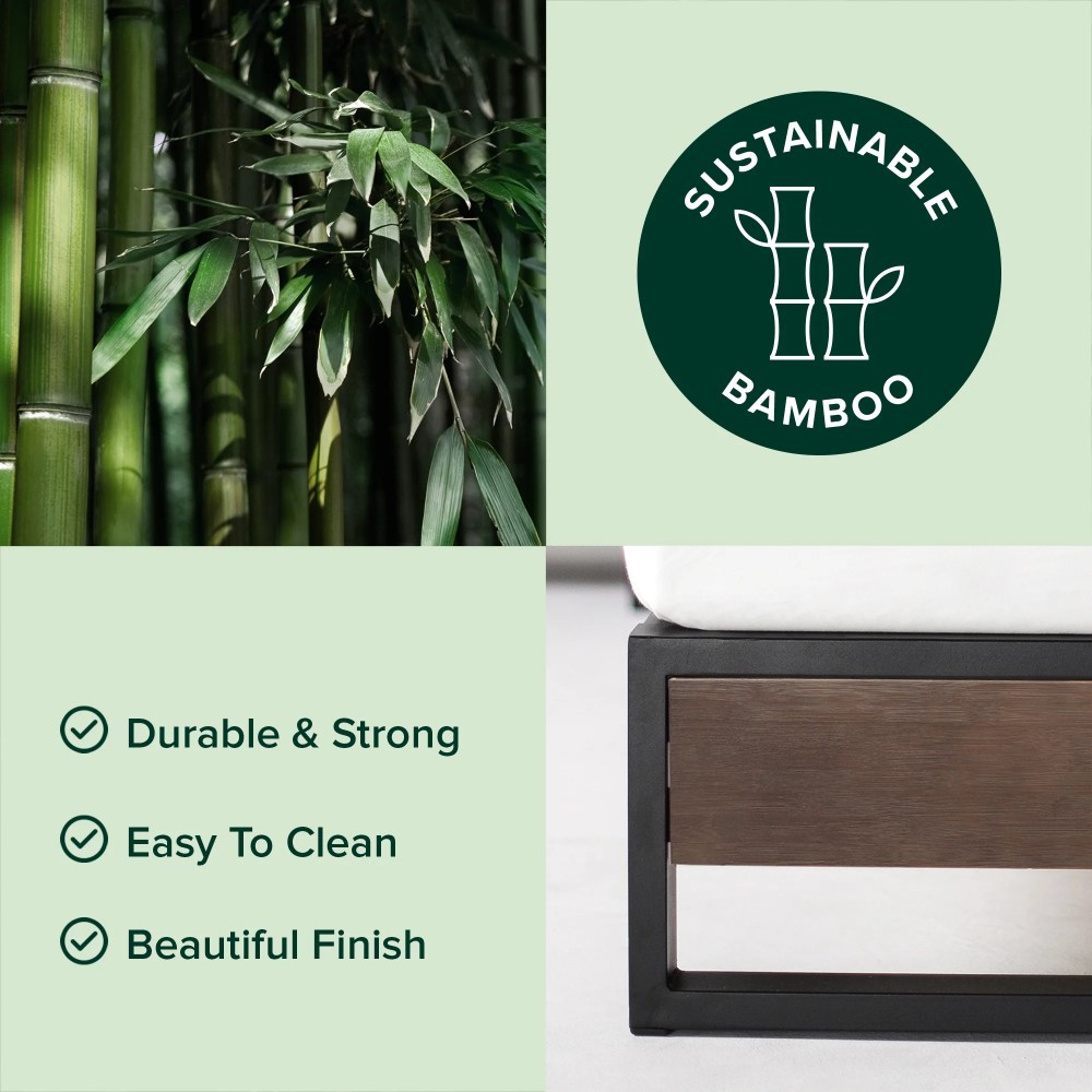 Zinus Good Design Winner Suzanne 6" Bamboo and Metal Platform Bed - Grey Wash, Twin - Image 2