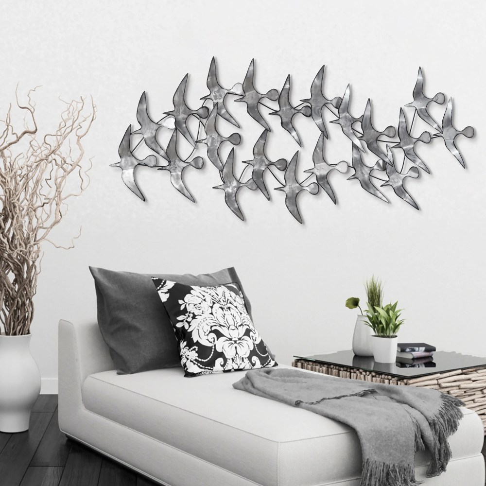 Empire Art Direct Flock Hand Painted Abstract Etched Metal Wall Sculpture, 52.0" x 22.8" x 2.8", Ready to Hang - Image 6