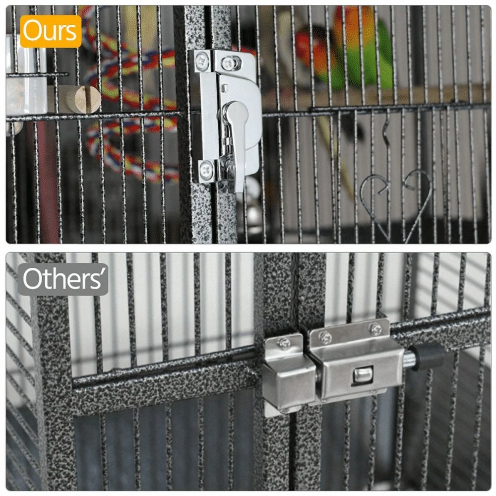 Alden Design 69" H Rolling Extra Large Metal Bird Cage with Detachable Stand for Parrots, Black - Image 6