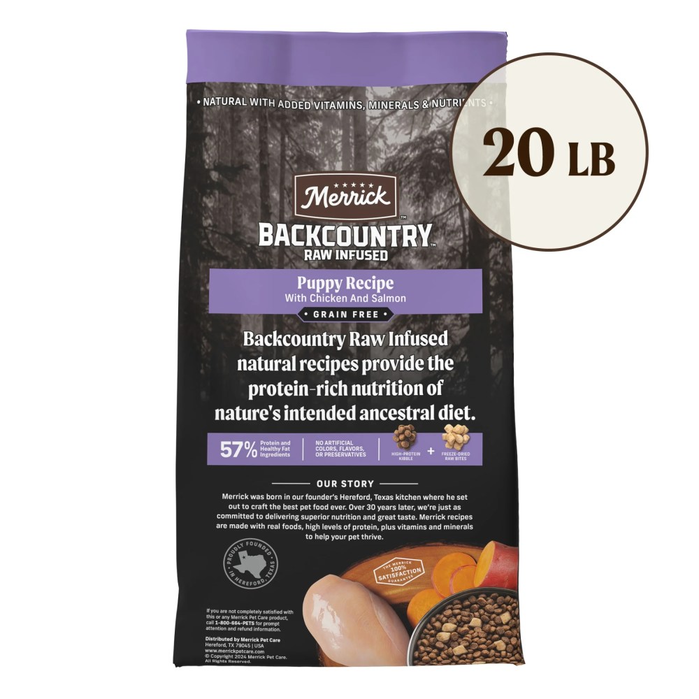 Merrick Backcountry Grain Free Dry Puppy Dog Food, Kibble With Freeze Dried Raw Pieces, Chicken Recipe, 20.0 lb. Bag - Image 8