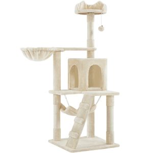 Pet Play 52.2" Cat Tree Scratcher Condo Furniture, Beige