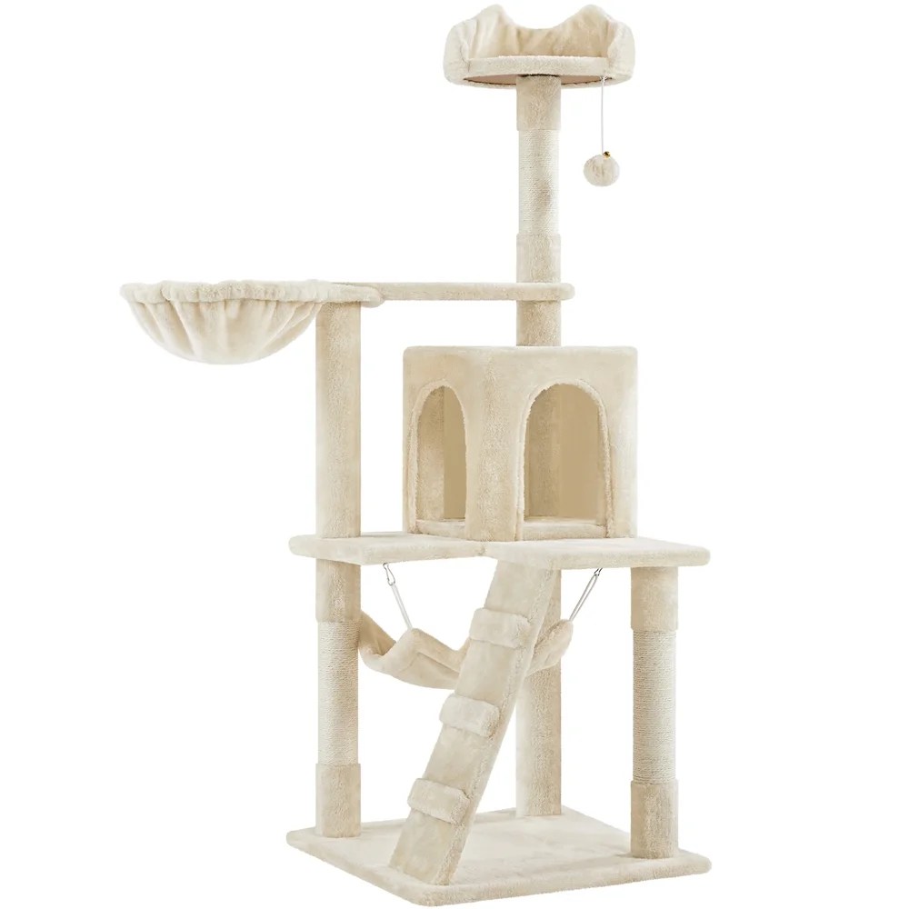 Pet Play 52.2" Cat Tree Scratcher Condo Furniture, Beige
