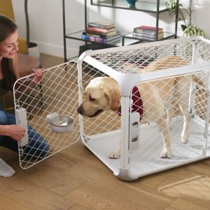 DIGGS Evolv Dog Crate,  Safe,  Durable Kennel with Removable Ceiling Panel and Modular,  Ash,  35.5"