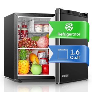 1.6 Cu. ft Fridge with Freezer for Bedroom,Refrigerator for Office,Black