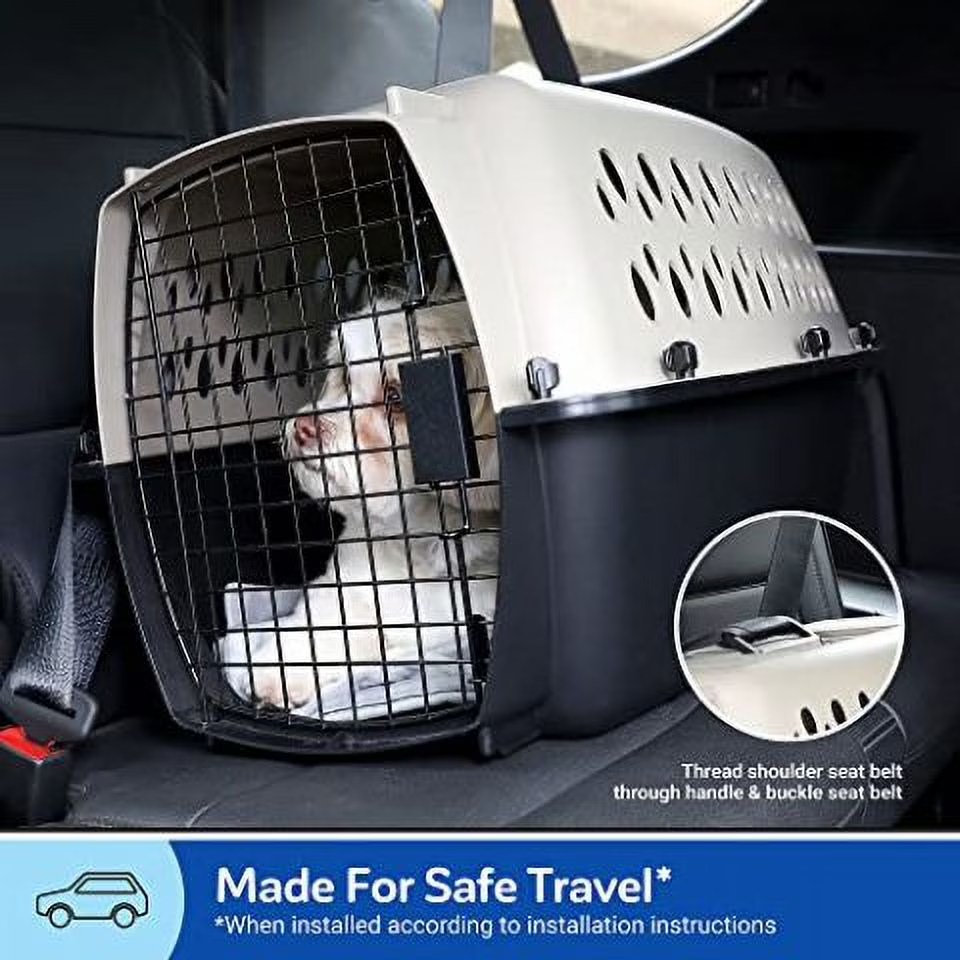 Petmate Vari Small Plastic Portable Dog Kennel Airline Friendly Pet Carrier, 24" for Pets 10-20 lb, Taupe/Black - Image 6