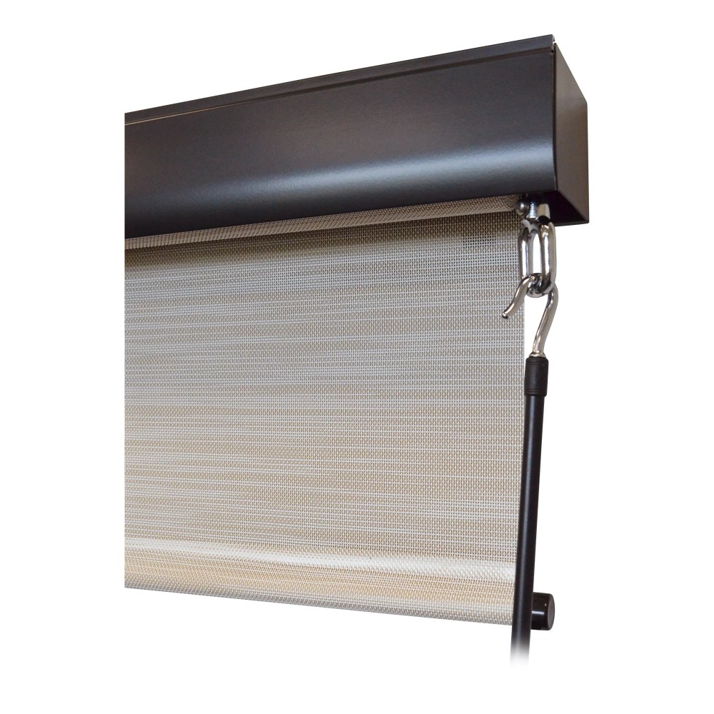 Keystone Fabrics PVC Outdoor Patio Sun Shade with Valance 10ft Wide (White/Tan) - Image 4