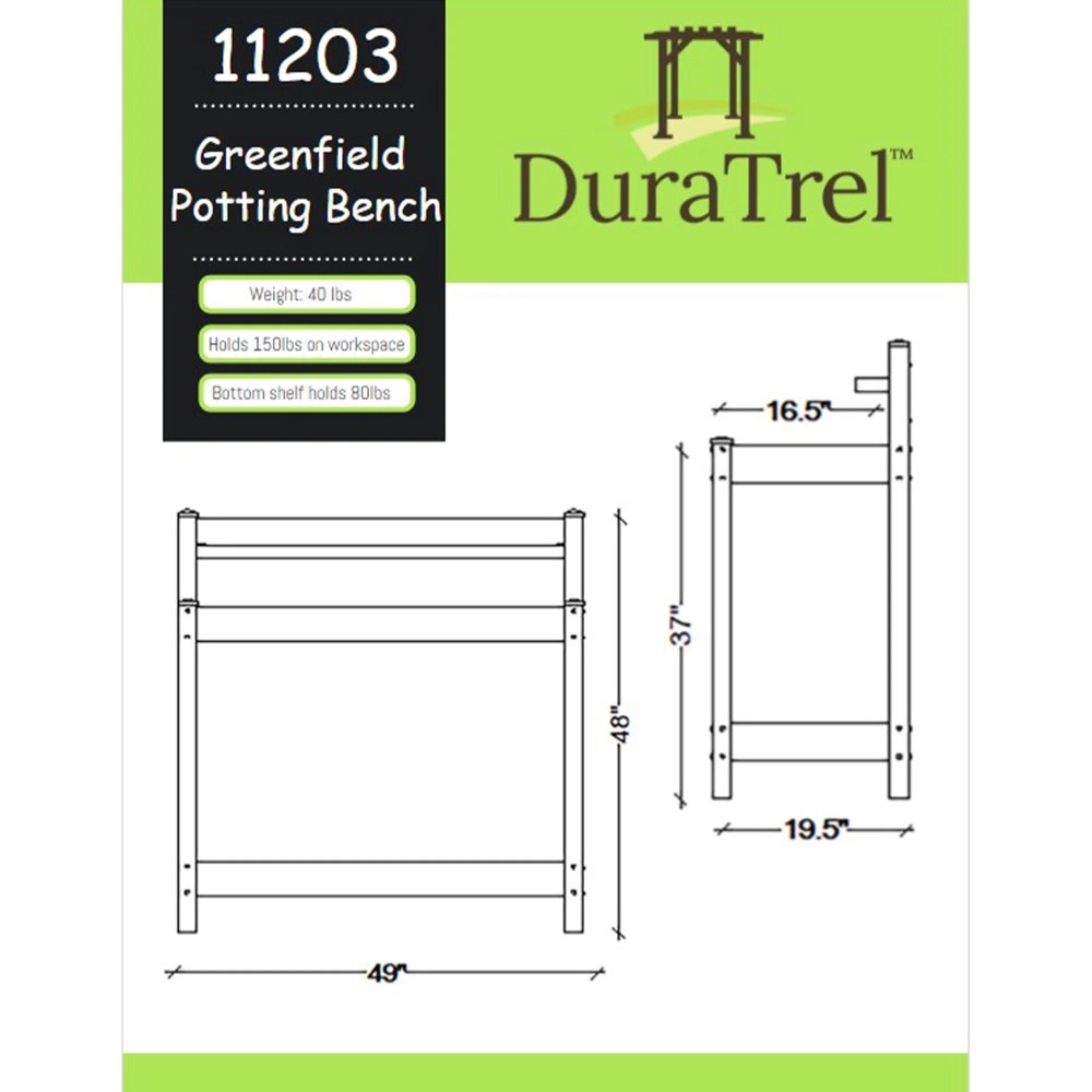 Dura-Trel Greenfield Outdoor Table, Gardening Supplies Potting Bench, White - Image 10