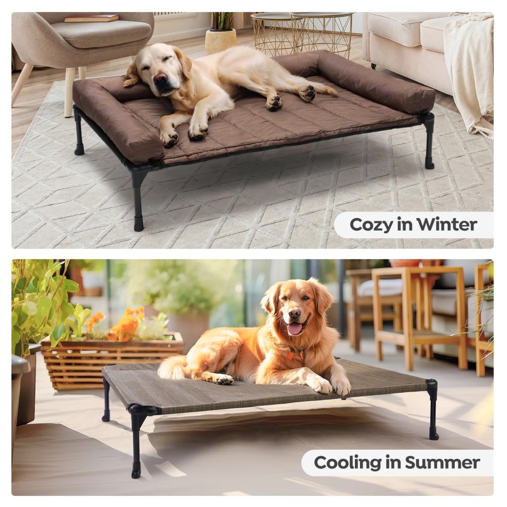 Veehoo Cooling Elevated Dog Bed Waterproof Removable Pillow-Top Mat, Dog Sofa Bed, Large, Brown - Image 6
