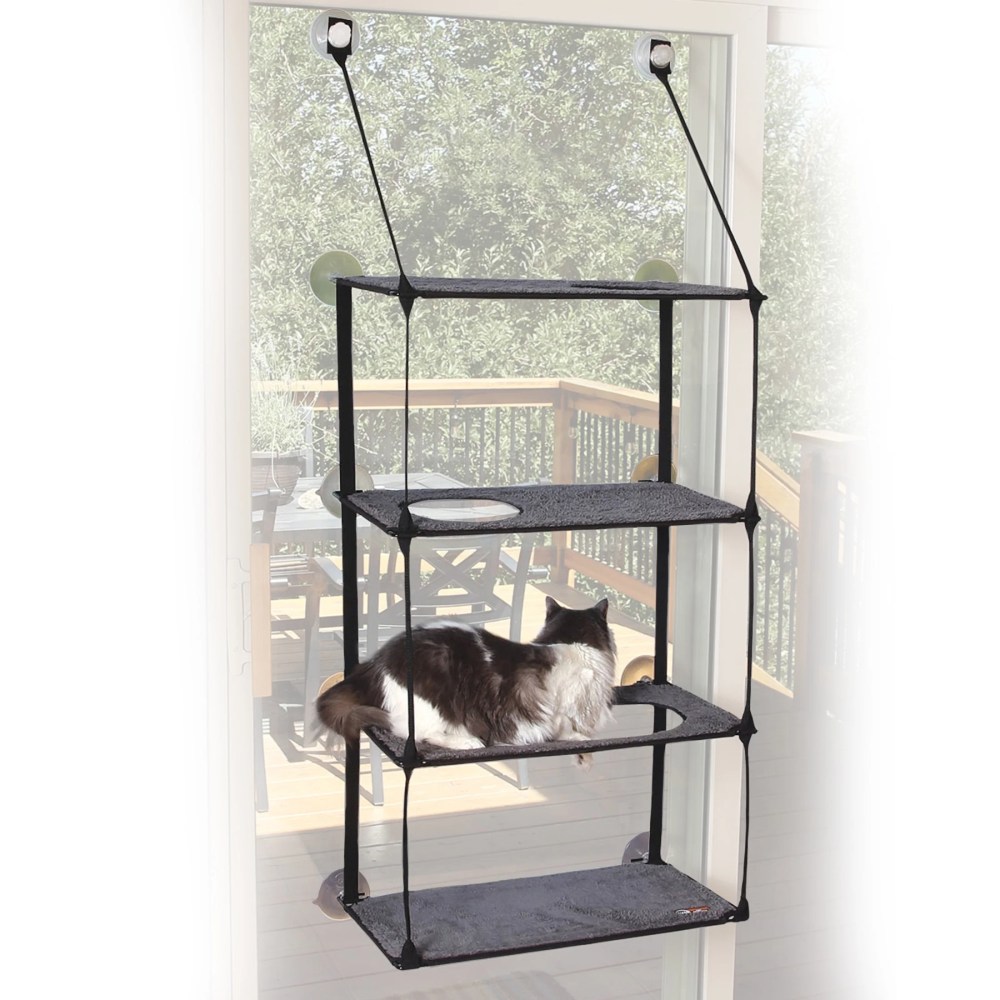 K&H Pet Products EZ Mount Window Kitty Sill Quad Stack Gray 12 X 23 Inches