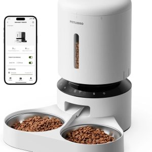 Petlibro Automatic Cat Feeder for 2 Cat, with APP Remote Feeding, 5L Timed Cat Food Dispenser, Adjustable Portions 1-10 Meals/Day, Fresh Food Storage, 10s Call, Stainless Steel Bowls