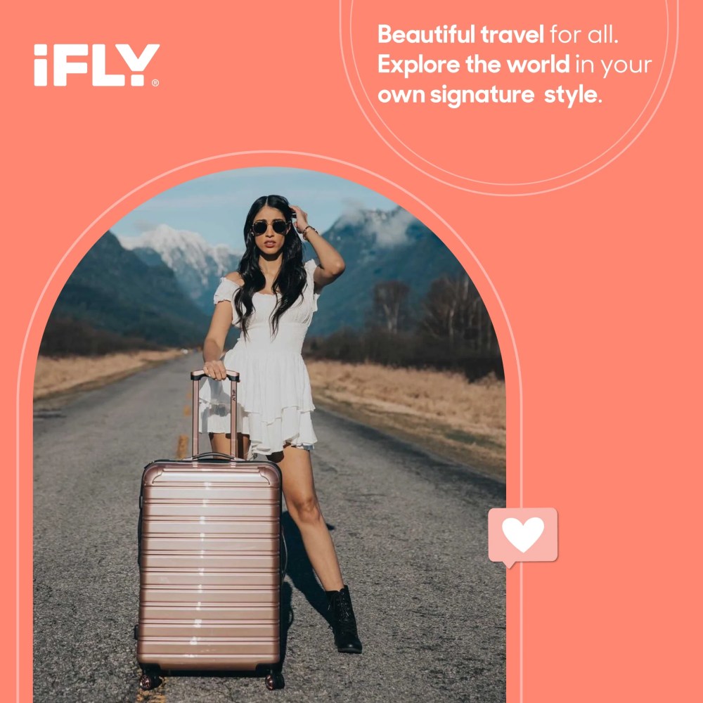 iFLY Fibertech 28" Large Checked Suitcase-Hardside Expandable Spinner Luggage for Travel, Rose Gold - Image 6