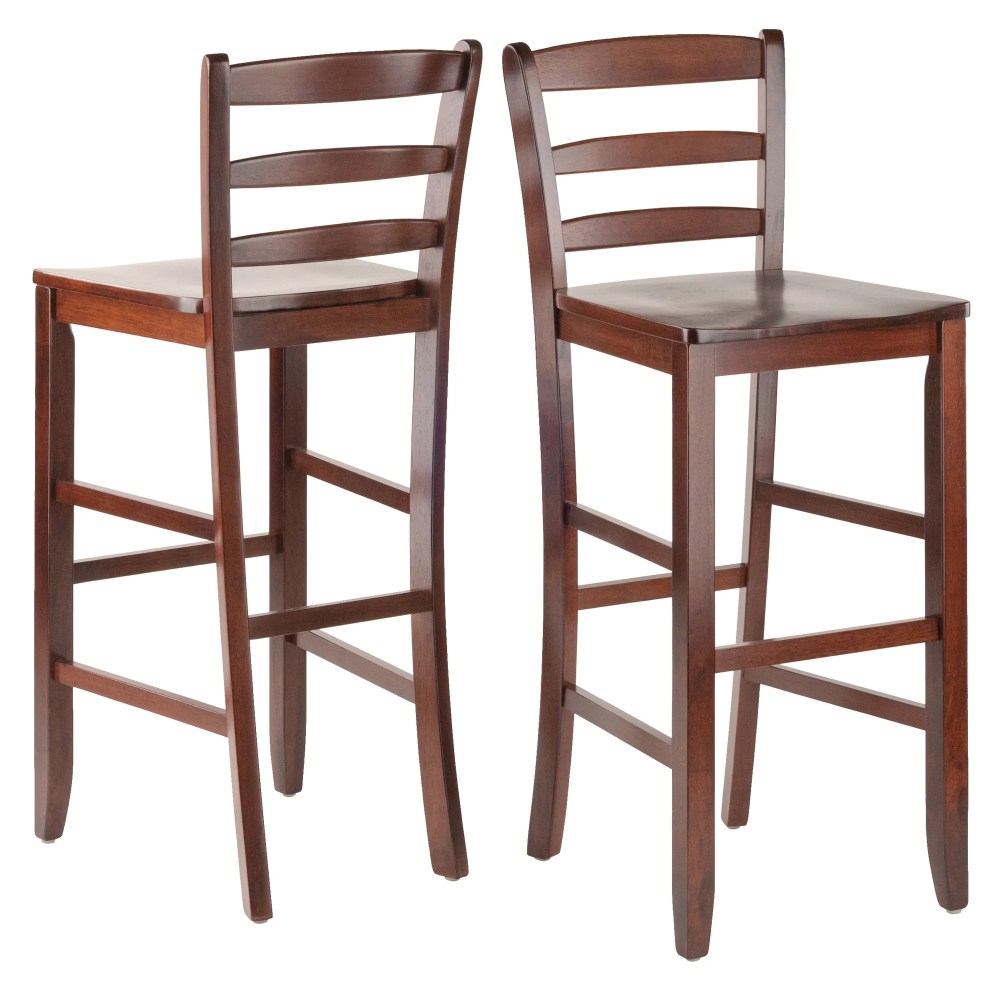 Winsome Benjamin Ladder-Back Bar Stools,Set of 2,Walnut Finish