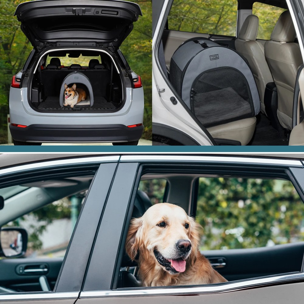 Petsfit Soft Dog Crate for Medium Dog, Arch Design Indoor & Outdoor Soft Sided Travel Crate, Collapsible Portable Pet Carrier, Grey, Medium - Image 3