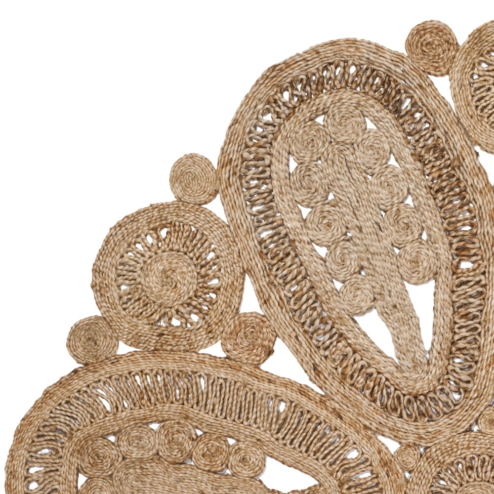 SAFAVIEH Natural Fiber Stamen Braided Jute Area Rug, Natural, 6" x 6" Round - Image 3