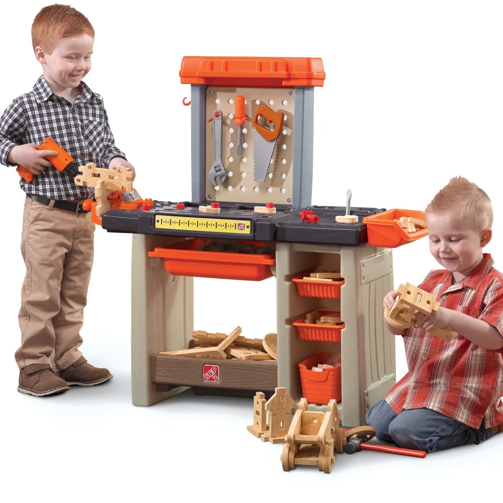 Step2 Handyman Plastic Toddler Workbench and Plastic Kid Tool Bench 30 plus piece Playset
