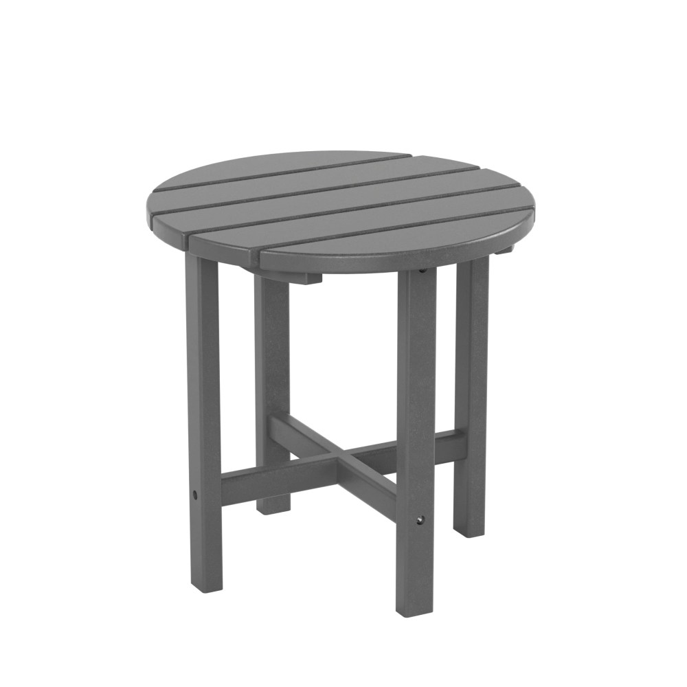 Garden 3-Piece Set Classic Plastic Adirondack Porch Rocking Chair with Round Side Table Included, Gray - Image 2