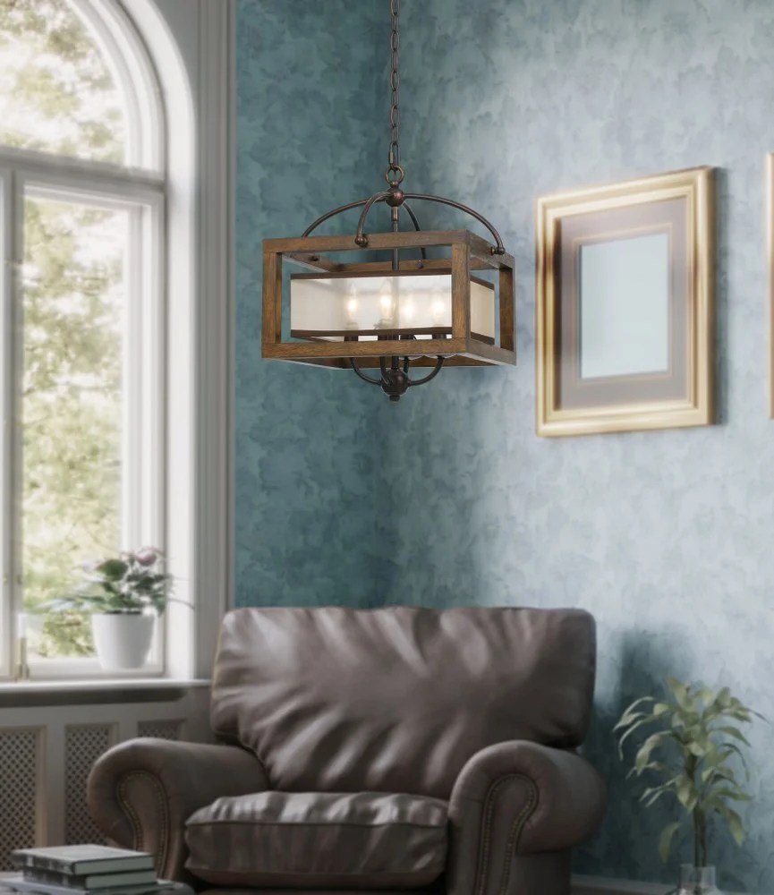 FX-3536/1C Cal Lighting Mission-Four Light Square Semi-Flush Mount-16 Inches Wide by 16 Inches High - Image 4