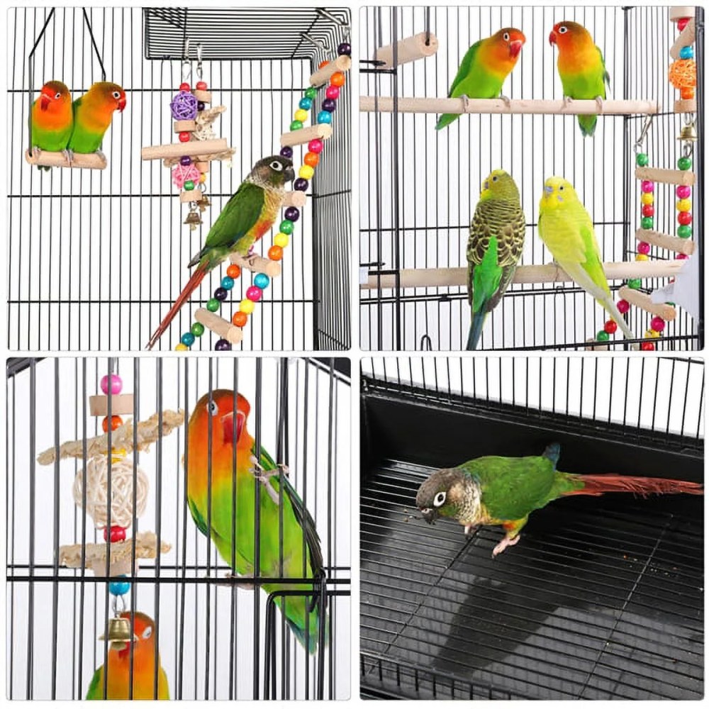 Alden Design 62.4"H Metal Rolling Mid-Size Bird Cage with Detachable Stand, Black - Image 9