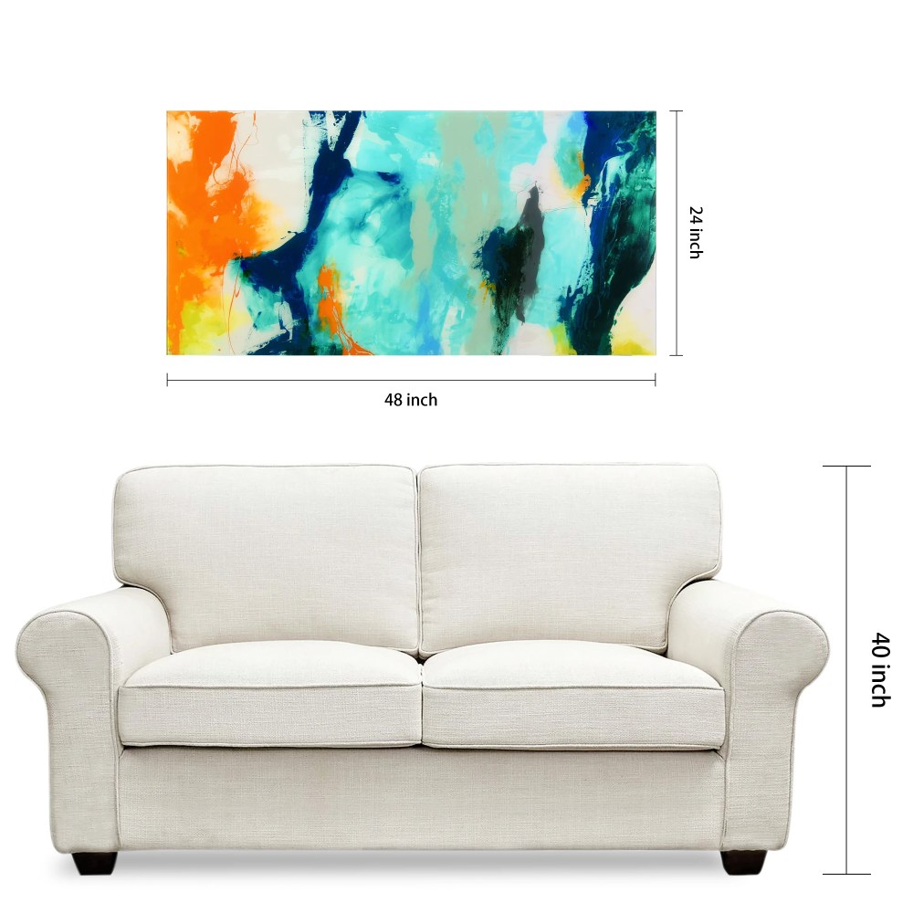 Empire Art Direct Tidal Abstract 2 Frameless Free Floating Tempered Glass Panel Graphic Wall Art, 24" x 48" x 0.2", Ready to Hang - Image 8