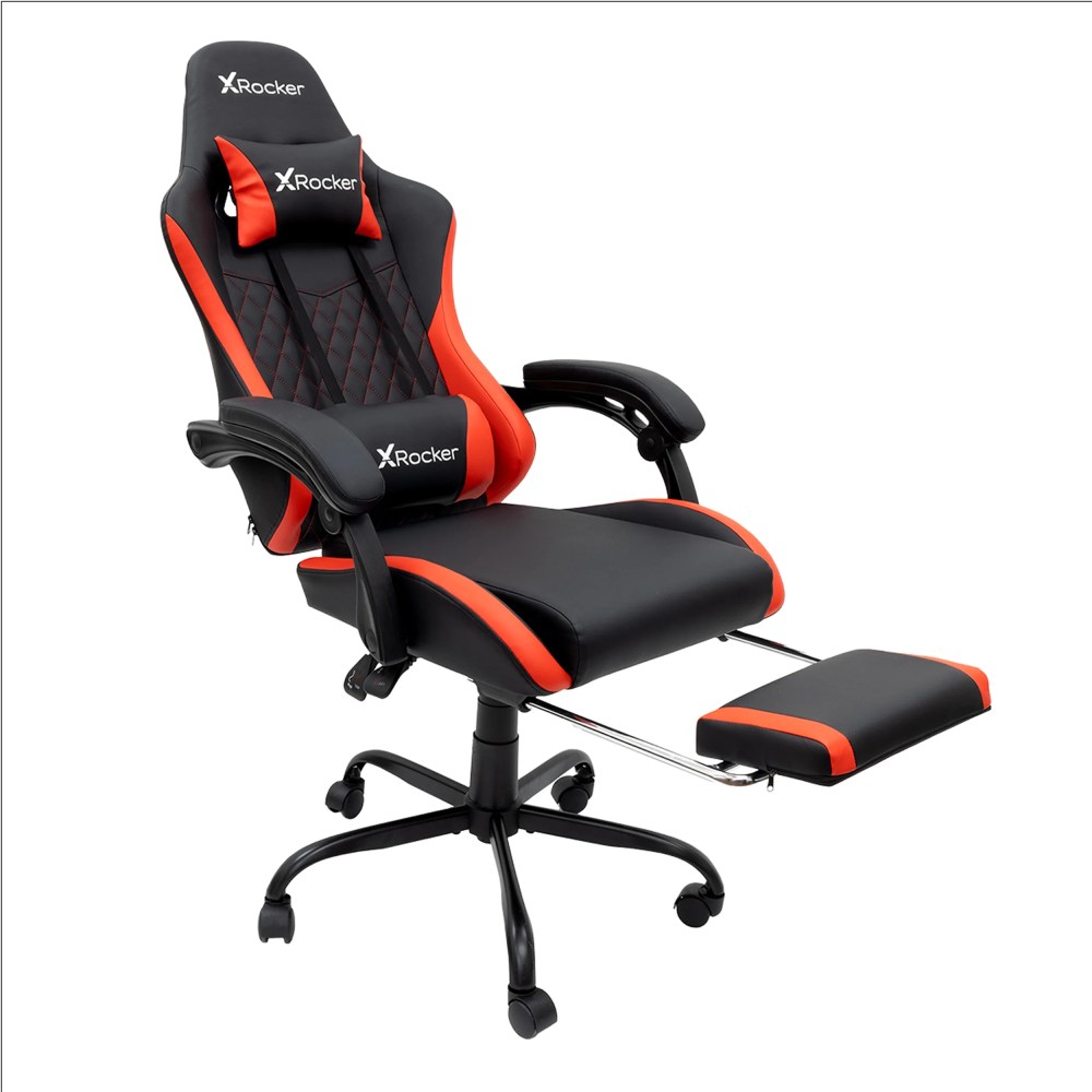 X Rocker Apex PC Gaming Chair with Massage Function and Footrest,Red