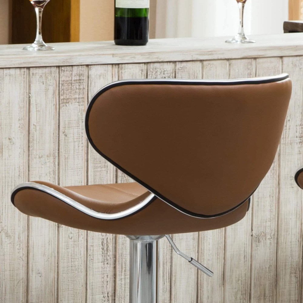Roundhill Masaccio Cushioned Leatherette Upholstery Airlift Adjustable Swivel Barstool with Chrome Base, Set of 2, Multiple Colors Available - Image 9