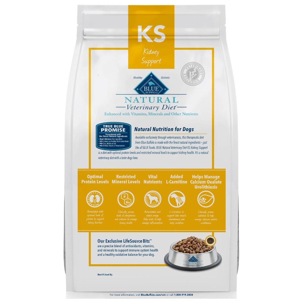 Blue Buffalo Natural Veterinary Diet KS Kidney Support Dry Dog Food, Chicken 22-lb Bag - Image 8