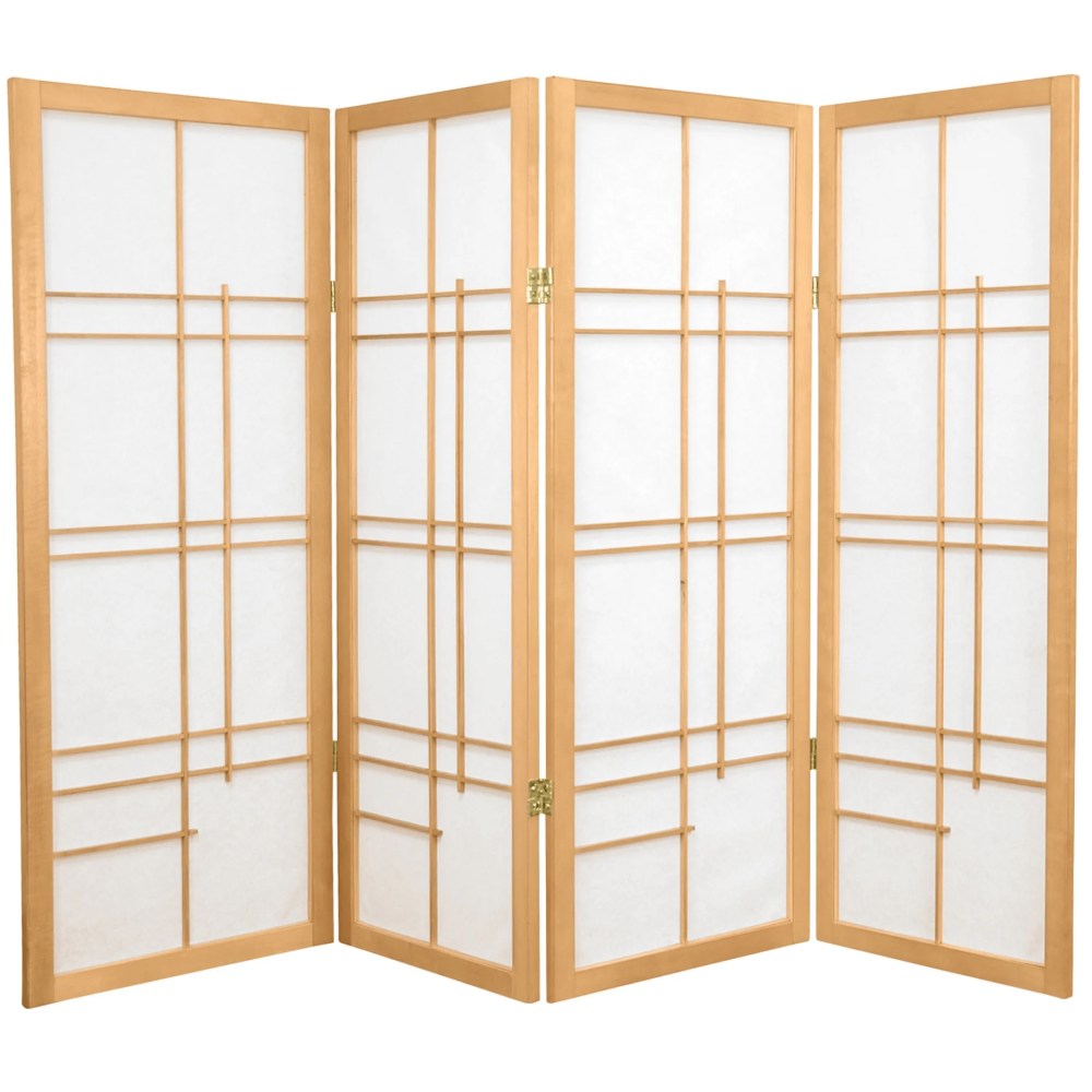 Red Lantern 4 ft. Short Eudes Shoji Screen - Natural - 4 Panels