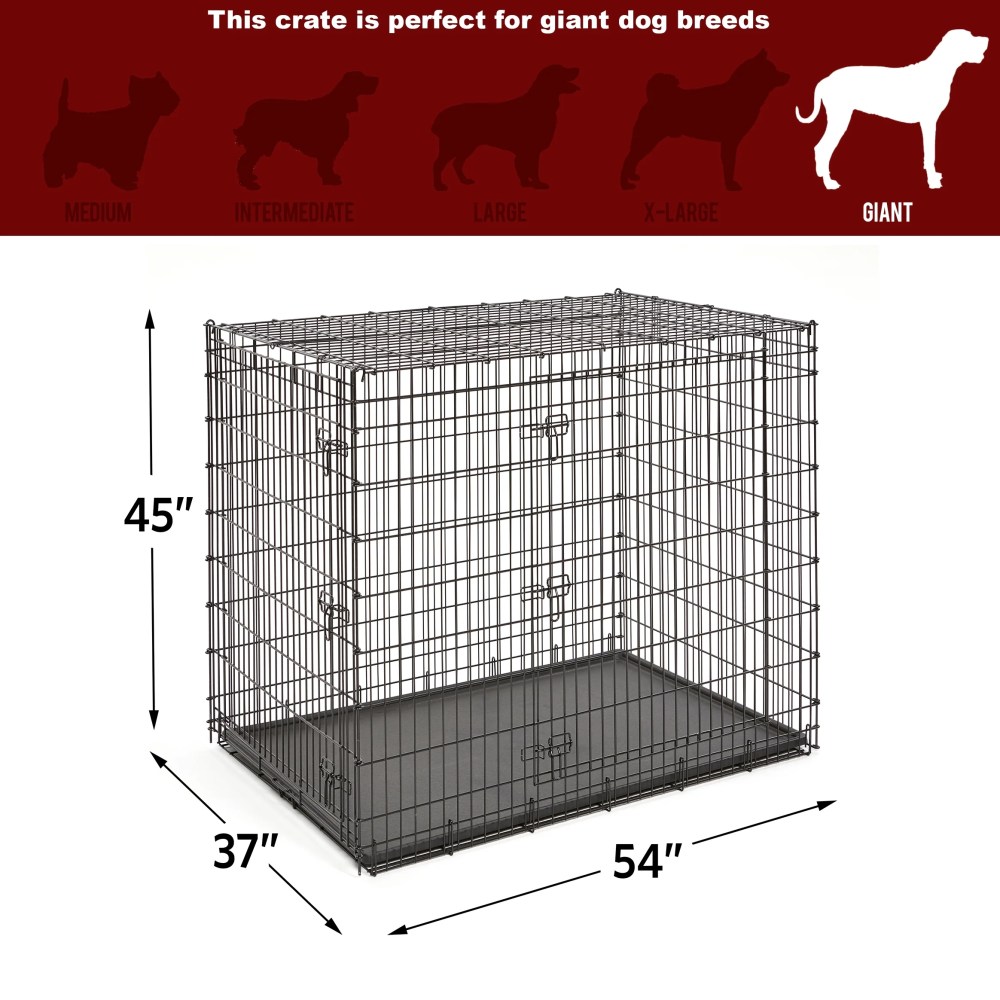 Solutions by MidWest Homes for Pets 54-Inch Drop Pin Crate for Giant Breeds Over 100 lbs, Double Door Dog Crate with Leak-Proof Tray & Secure Latches, Durable Drop Pin Construction - Image 7