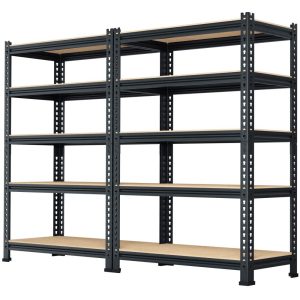 TrumanPick Storage Shelves Garage Metal Storage Shelving Unit Heavy Duty Utility Shelf Rack 28" W x 12" D x 59" H, Black