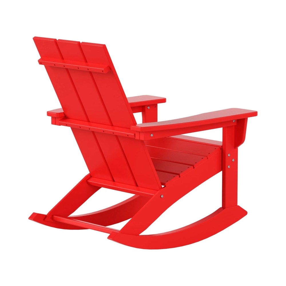 GARDEN Set of 2 Modern Plastic Outdoor Rocking Chairs for Patio Porch, Red - Image 10