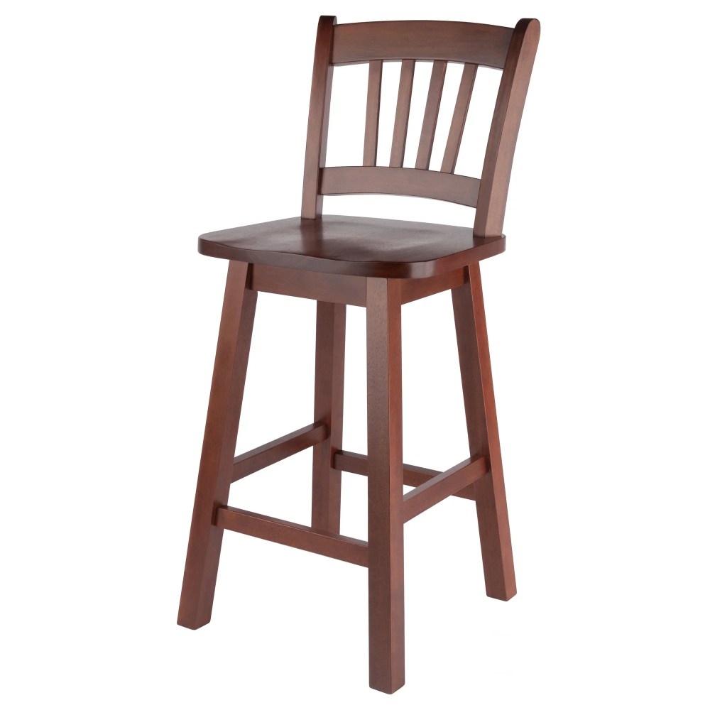 Winsome Fina 24"H Swivel Seat Transitional Solid Wood Counter Stool Walnut