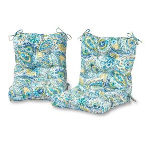Greendale Home Fashions Outdoor Tufted 42" x 21" Chair Cushion, Set of 2, Baltic