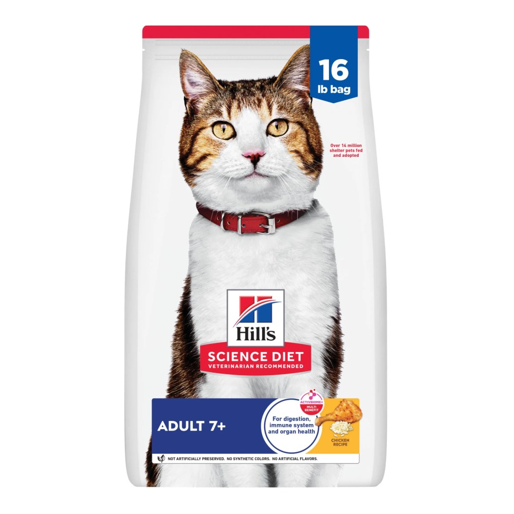 Hill's Science Diet Chicken Dry Cat Food for 7 Senior Cats, 16lb Bag
