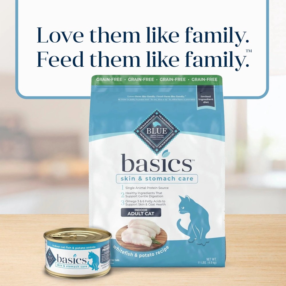 Blue Buffalo Basics Dry Cat Food Skin & Stomach, Turkey & Potato, Chicken Free, 11lb Bag - Image 3