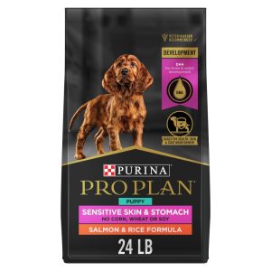 Purina Pro Plan Sensitive Skin and Sensitive Stomach Dog Food Puppy Salmon and Rice Formula,  24 lb Bag